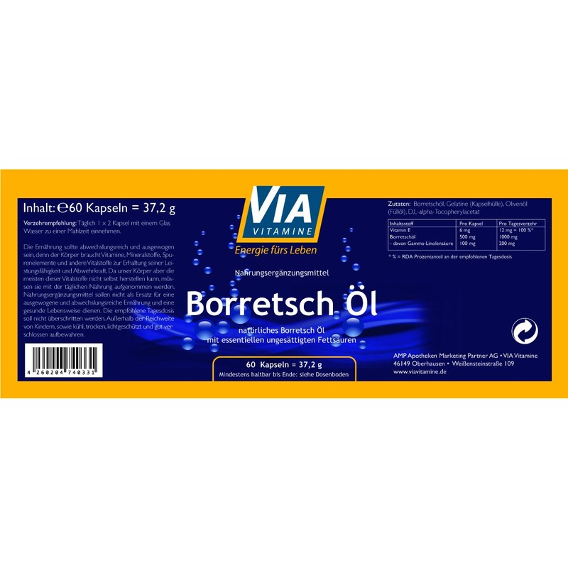 Borage Oil 500 mg 60 Capsules