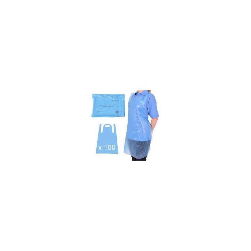 100 x Disposable Aprons for Adults Blue - Waterproof Apron
