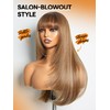 GORGIUS Highlight Straight Layered Wigs with Bangs Glueless Light Brown