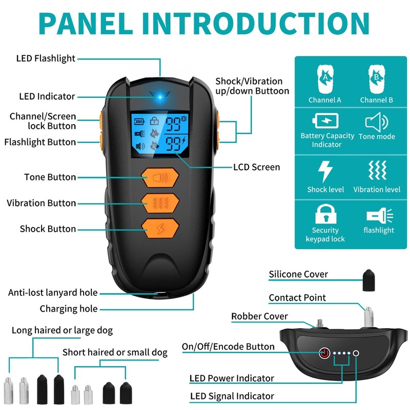 Dog Training Collar, Dog Shock Collar with 1650Ft Remote, IPX7