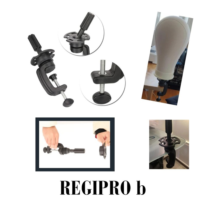 Regipro b Mannequin Head with Desktop Clamp Canvas Faceless Wig