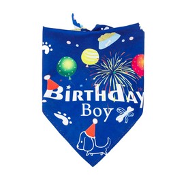 Dog Birthday Bandana Large Breed Girl & Boy, Soft Dog Triangle Scarf Bib Accessories, Washable Adjustable Pet Kerchief, Party Supplies for Small Medium Cats Pets (Blue)