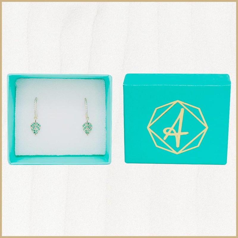 Aretes | Aretes Arracada de Hojas con Zirconia verde en