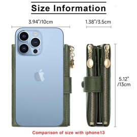 BAYITIONE Small Wallets for Women Leather Bifold Double Zipper Pockets Wallet RFID Blocking Card Case Purse with 2 ID Windows