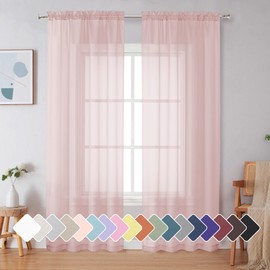 Simplebrand Blush Sheer Curtains 72 Inches Long 2 Panels for Living Room, Rod Pockets Airy Window Treatments Voile Sheer Black Curtains Panels Lightweight for Front Back Patio Glass Door, 42" Width