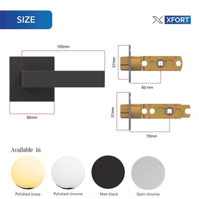 XFORT Quad Passage Knob Set Polished Brass, Door Knob for