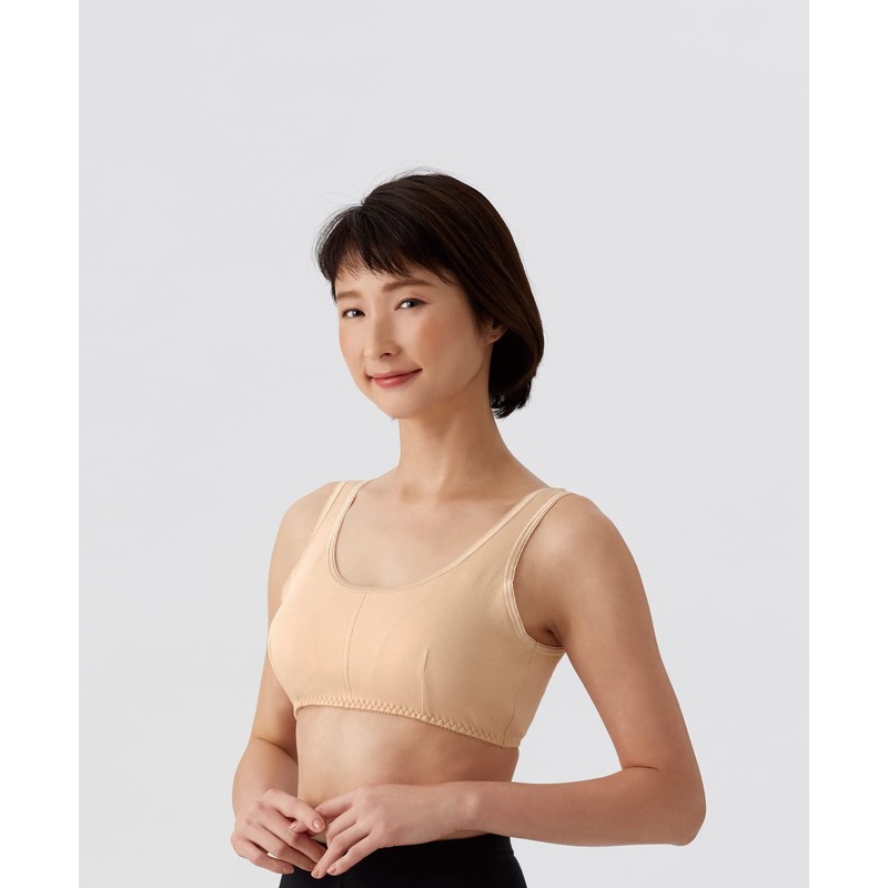 Selvan 100% Cotton Smooth Knit Bra with Soft Cups, Beige,