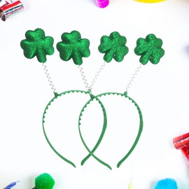 FRCOLOR 6 Pcs/Set St. Patricks Day Headbands Green Clover Shamrock Headbands Top Hat Head Boppers Irish Headwear Headpieces for Women