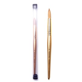 Acrylic Nail Brush Size 10, Kolinsky Acrylic Nail Brush for Acrylic Powder, Application Nail Art Drawing Brush for Extension Nails Carved for Beginners and Professionals (20#, Gold)
