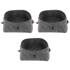 3Pcs Felt Small Box, Felt Baskets for Storage Foldable Felt Drawer Organizer Bins Cute Felt Boxes for Storage Toys Books Clothes Bedroom