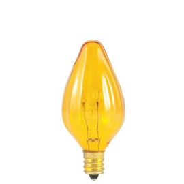 10 Qty. Bulbrite 15F10A 15-Watt Incandescent Fiesta F10, Candelabra Base, Amber Bulb