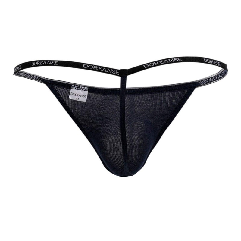 Doreanse Ribbed Modal T-thong - Navy - M