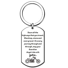 QMVMV Biker Keyring Motorcycle Gift Ride Safe Keyring May Your Guardian Angel Ride with You Driver Gifts Valentines Christmas Birthday Gifts Biker Gifts for Men Women
