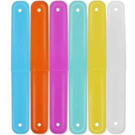 Cllayees 6 Pcs Travel Toothbrush Case Holder, Breathable Portable Toothbrush Container, Multiple Color Clear Toothbrush Holder for Home Trip Camping