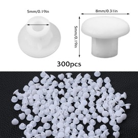 Yuanzhu Pack of 300 Cover Caps for Drill Holes, 5 mm Drill Hole Cover Caps White Hole Plugs for Screws Plastic Blind Caps Furniture Hole Cover Cabinet Cover Plugs Cover Caps for Push-in