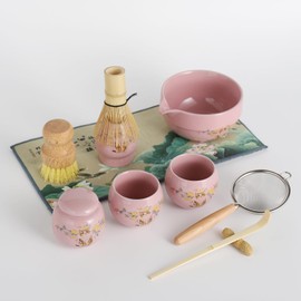 MAKOUYU 11 Pcs Matcha whisk Set,13 OZ,With 2 Cups and 1 Tea Can,Unique Cat Pattern Design，Complete Matcha Kit Set,Japanese Matcha Set,Perfect Matcha Kit for Matcha Tea Ceremony(Cat-Pink)