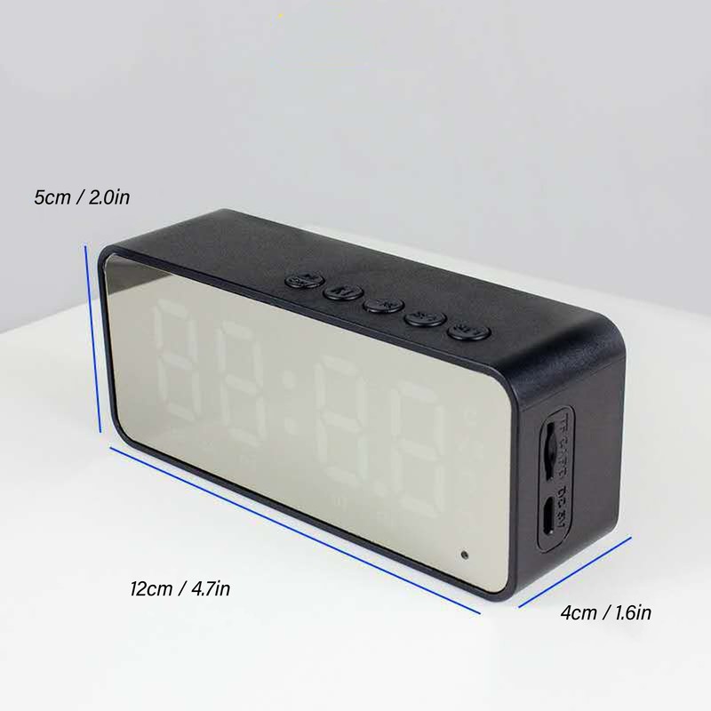 Mirror Alarm Clock Bluetooth Speaker Rechargeable Digital Alarm Clock Bluetooth