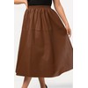 Ulla Popken Women's PU Calf Length Skirts, Earth