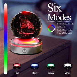 JOASURA 3D America Flag Crystal Ball for Patriotic Souvenirs,3.15" 4th of July Independence Day Citizens Gifts for Veterans Foreigner Traveler Retired Military Decor(God Bless America)
