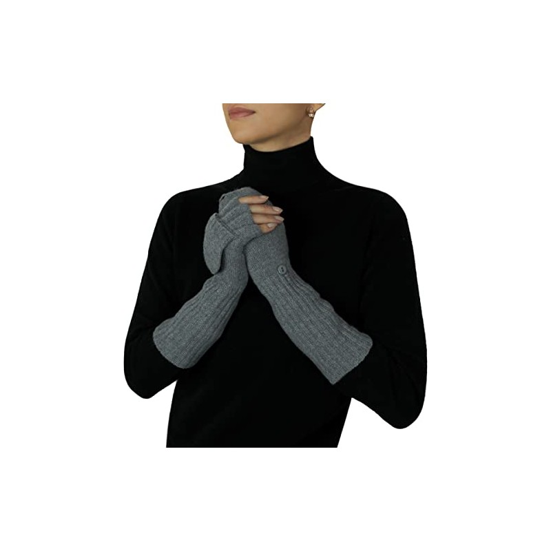 Long Black Cashmere Gloves - grey