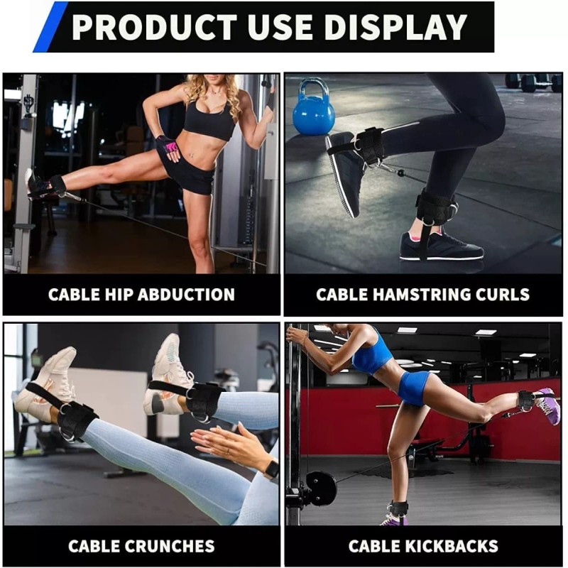 MARZSEFLO Par Grilletes Para Tobillo Con Talonera Gym Abductor Gluteo