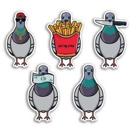 5 x 10cm Funny Pigeons Vinyl Stickers - Pigeon Bird Animal Joke Gangster Money Sticker #77709