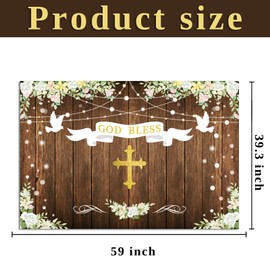 God Bless Baptism Backdrop First Holy Communion Decorations Christening Hanging Party Favors for Party God Bless Baptism Supplies