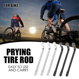 Bicycle Tyre Lever, Pack of 6 Metal Tire Levers for Bike Tire Removal Tool, 3 Silver + 3 Black Heavy Duty Fahrrad Reifenheber, Durable Tire Changing Tool Kit for Mountain and Road Bikes