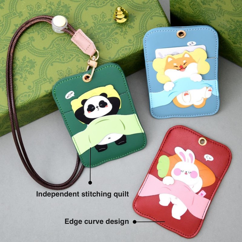ID Badge Holder with Adjustable Lanyard - Double-Sided Card Slots