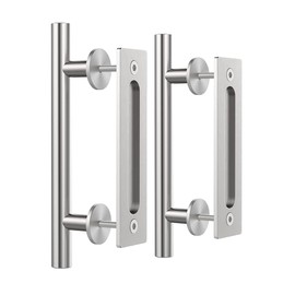 ZEKOO 12'' Sliding Barn Door Handle Hardware Two-Side Design Brushed Finish Stainless Steel Garden Gate Shed Pull Handle (2PCS)
