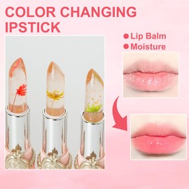Crystal Clear Flower Jelly Lippenstift Set, 6-teilig Magic Farbwechsel Temperatur Transparente Kristall Lippenbalsam, Langanhaltender Lipgloss, Temperatur-sensitiv, Transparent-Kristall-Glanz!