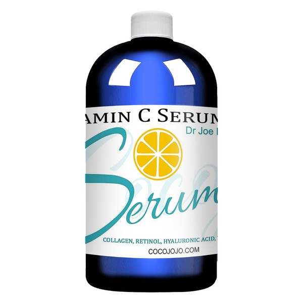 #1 Vitamin C Serum 26% Collagen Retinol Hyaluronic Acid Vitamin A, C, E, B3, B5 Aloe Vera Bulk Multiple Purposes Face Skin Ultra Hydrating Rejuvenating Instant Moisturizer COCOJOJO (32 oz)