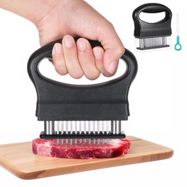 WUISOLQP Steaker Meat Tenderiser, Removable Steaker for Meat with Cleaning Brush & 48 Stainless Steel Ultra Sharp Needle Blades for Tendering Beef/Chicken/Pork