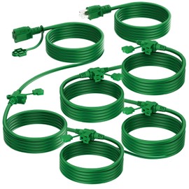 KASONIC Outdoor Extension Cord 50 FT, Evenly Spaced 6 Outlets Plugs, 16/3 SJTW Weatherproof Multiple Outlets Wire for Landscaping Light, Holiday Decoration and Christmas, ETL Listed, Green