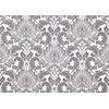 CHD Home Fabric Shower Curtain, Damask Floral Design, Grey and