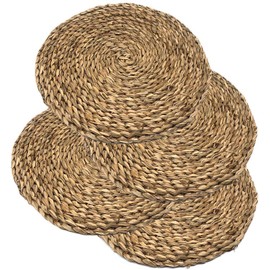MGE - Set of 4 Round Woven Placemats - Rattan Placemats - Water Hyacinth Weave Placemats - 30 cm