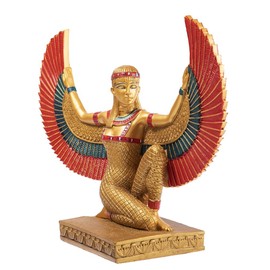 lachineuse - Winged Isis Statuette 21 cm - Red & Golden Goddess Isis Statue - Interior Decoration Ancient Egypt - Egyptian Decorative Object - Original Gift Idea, Gold