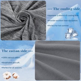 CHOSHOME Cooling Pillow Cases King, Double-Side Design [Cooling & Cotton] Q-Max 0.45 Cooling Pillow Covers for Night Sweats Hot Sleepers, Hidden Zipper, 2 Pack (20" X 36", Gray)