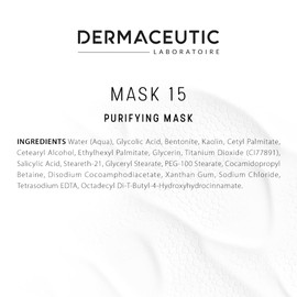Dermaceutic Mask 15 - Sebum Regulating Face Mask - Glycolic Acid, Salicylic Acid and Bentonite Clay Mask - Deep Pore Cleansing - 50 ml