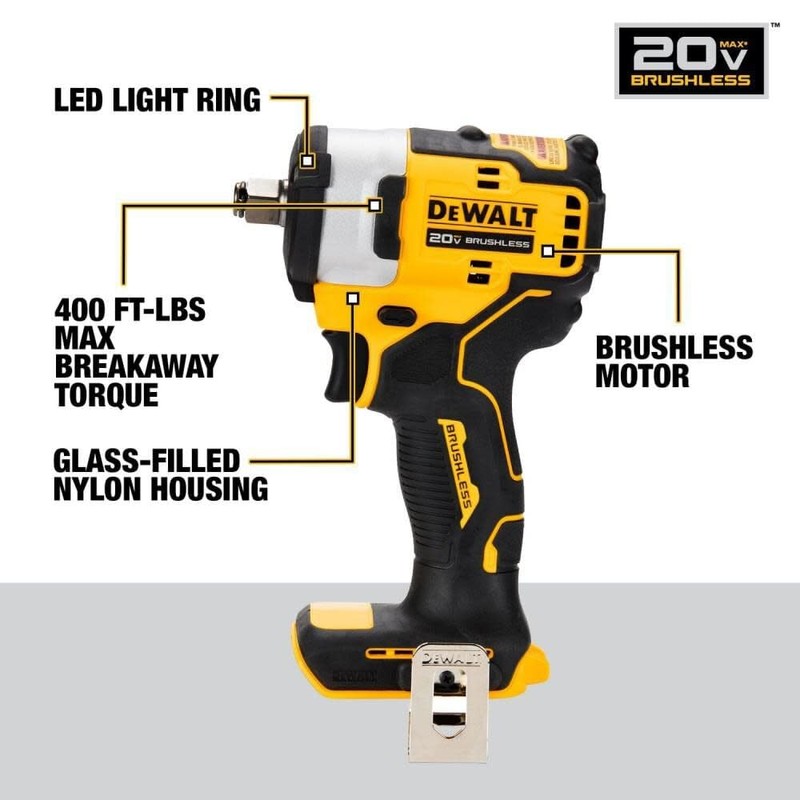 DEWALT DCF911B 20V MAX* 1/2" Impact Wrench with Hog Ring
