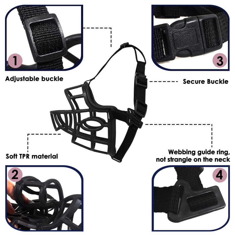 Dog Muzzle, Breathable Basket Muzzles for Small, Medium, Large and