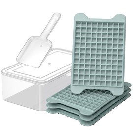 Mini Ice Cube Tray for Freezer: GGUW Nugget Ice Cube Tray with Bin - Crushed Ice Tray Making 4×108 PCS Icecube - Easy Release Iced Maker Trays