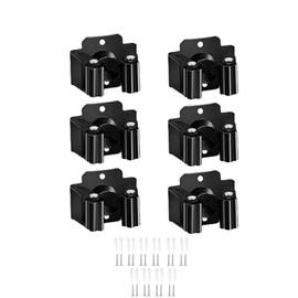 luvilly6Pack black stainless steel broom mop holder wall mounted - sturdy, corrosion-resistant, easy to install, suitable for organizing cleaning supplies, garden tools
