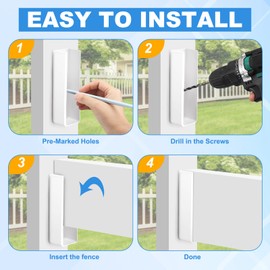 Nuanchu 10 Pack Vinyl Fence Rail Mount Brackets 1-1/2" x 5-1/2" White Vinyl Fence Brackets U Bracket