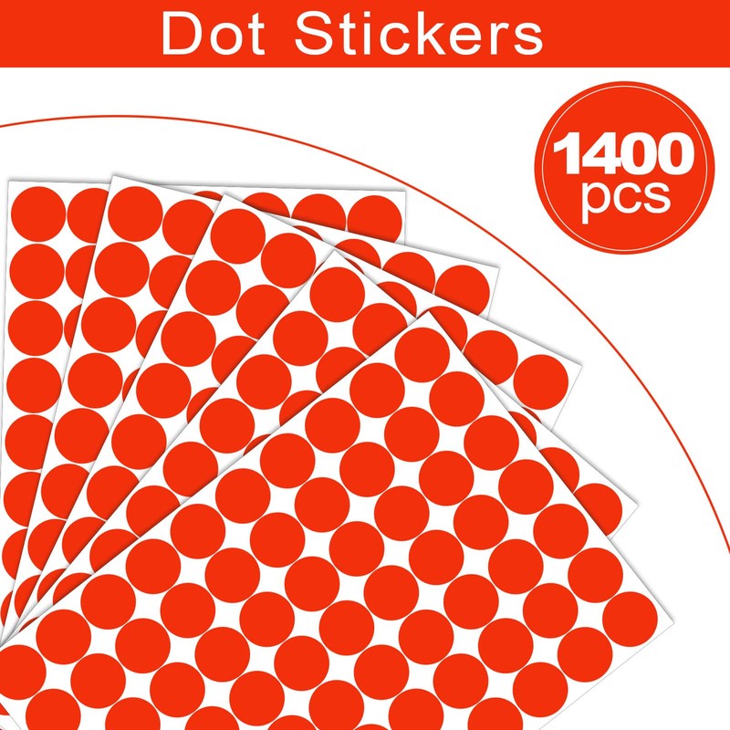 1400 PCS Red Dot Stickers Round Coding Labels Circle Dots