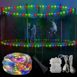 steelway Lights for 16ft Trampoline, 71Ft Battery Operated Lights Waterproof Outdoor, 200 LEDs and 8 Modes Camping String Light, Adjustable Length Rope Light for 16Ft/15Ft/14Ft/12Ft Trampolines