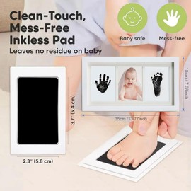 Probuk Baby Hand & Footprint Set, Photo Album 33 x 18 cm, Clay Prints, Wooden Photo Frame, Newborn, Baby Shower Decoration, Nursery Decoration, Memory Set, Baby Footprint Set for Parents