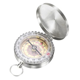 TIXIPEM Camping Survival Compass [1PCS] - Copper Clamshell Classic Pocket Style Glow in the Dark Orienteering Compass- [Silver Tone] Outdoor Navigation Tool