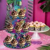 KARAQY Rainbow Neon Leopard Cupcake Stand,Cheetah Birthday Party Decorations 3