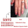 Valentine's Day Press on Nails Short Square Fake Nails, Red